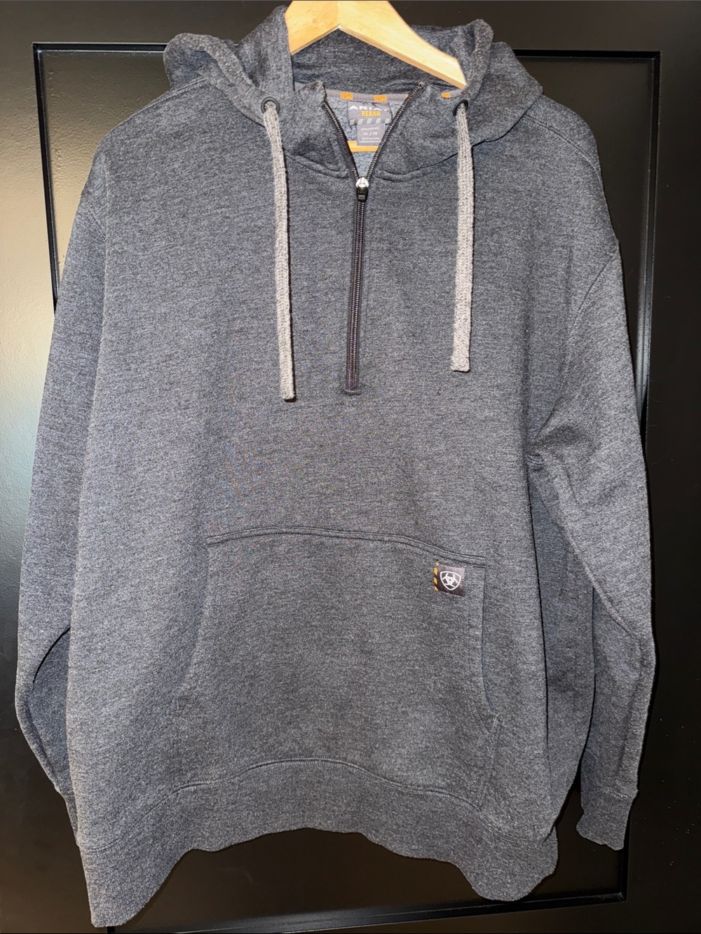 Ariat Men's Rebar Workman 1/4 Zip Dark Charcoal Hoodie